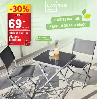 Lidl Table et chaises pliantes de balcon offre