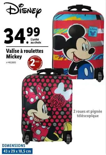 Lidl Valise à roulettes Mickey offre