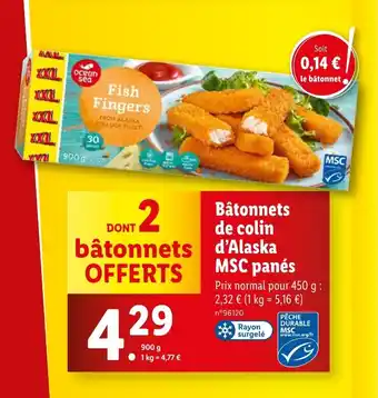 Lidl Bâtonnets de colin d'Alaska MSC panés offre