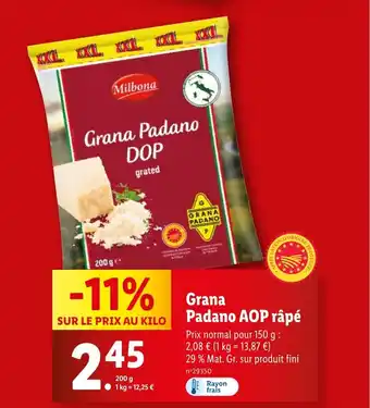 Lidl Grana Padano AOP râpé offre