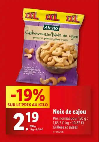 Lidl Noix de cajou offre