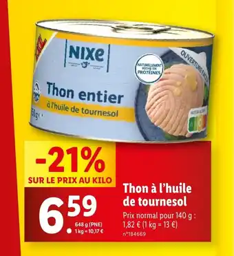 Lidl Thon à l'huile de tournesol offre