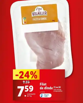 Lidl Filet de dinde offre