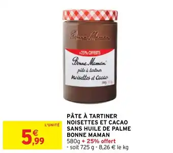 Intermarché PÂTE À TARTINER NOISETTES ET CACAO SANS HUILE DE PALME BONNE MAMAN offre