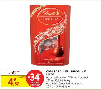 Intermarché CORNET BOULES LINDOR LAIT LINDT offre