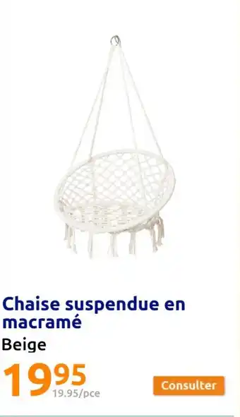 Action Chaise suspendue en macramé offre