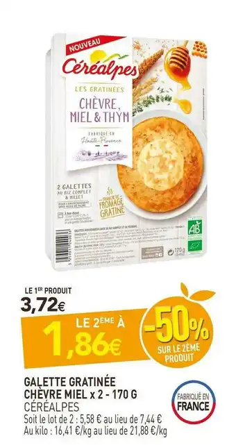 naturéO Céréalpes galette gratinée chèvre miel x 2 offre