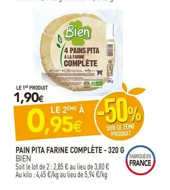 Bien pain pita farine complète