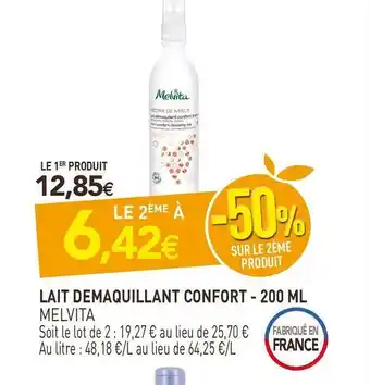 naturéO Melvita lait demaquillant confort offre