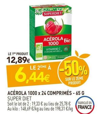 naturéO Super diet acérola 1000 x 24 comprimés offre