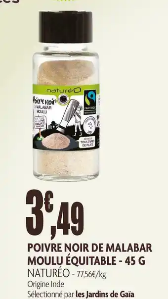 naturéO Naturéo poivre noir de malabar moulu équitable offre