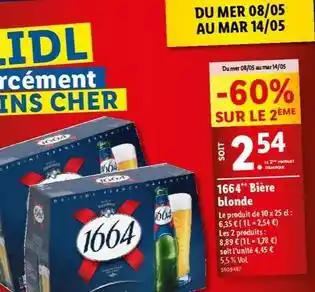 Lidl 1664 - bière blonde offre