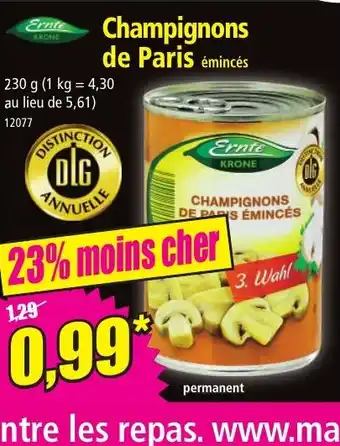 Norma Champignons de Paris émincés offre