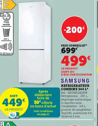 Hyper U REFRIGERATEUR COMBINE 344 L offre