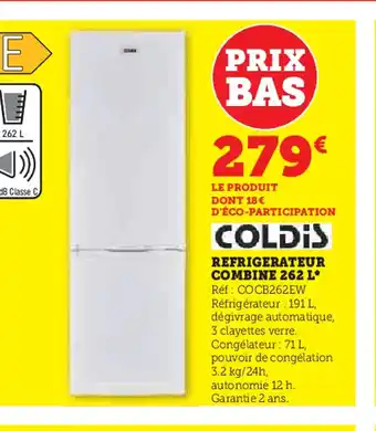 Hyper U REFRIGERATEUR COMBINE 262 L offre