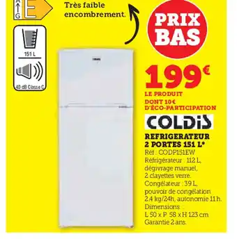 Hyper U REFRIGERATEUR 2 PORTES 151 L offre