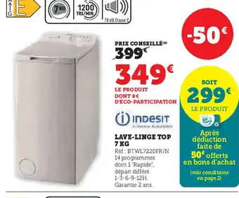 Hyper U Lave linge top offre