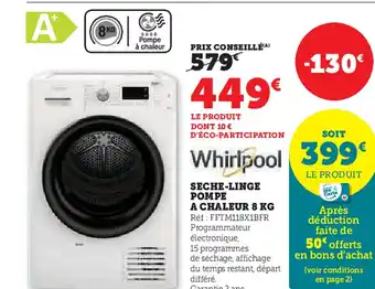 Hyper U Seche linge pompe a chaleur offre
