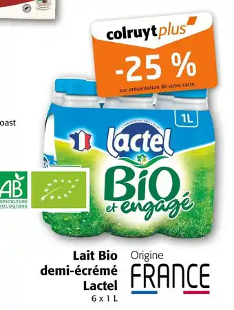 Colruyt Lactel Lait Bio demi-écrémé offre