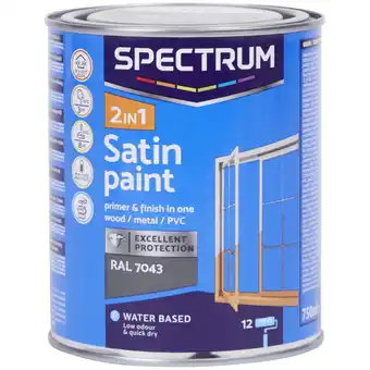 Action Spectrum Peinture satinée 2-en-1 Spectrum RAL 7043 offre