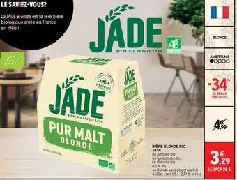 Intermarché Hyper Jade - bière blonde bio offre