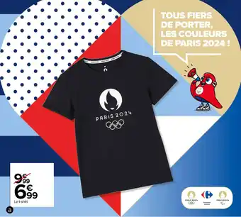 Carrefour T-shirt enfant des Jeux Olympiques de Paris 2024 100% coton. Noir. Du 2/3 au 13/14 ans. offre