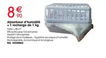 Brico Pro Absorbeur D'humidité + 1 Recharge De 1 Kg offre