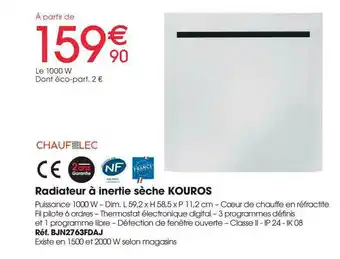 Radiateur à Inertie Sèche Kouros Chaufelec