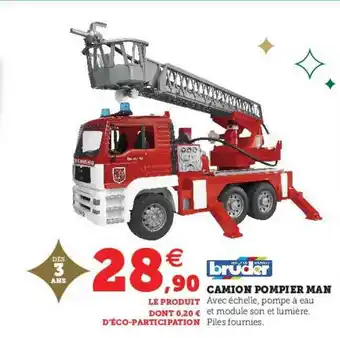 Super U Camion Pompier Man Bruder offre