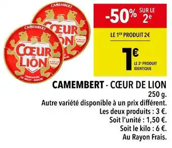 Supeco CŒUR DE LION CAMEMBERT offre