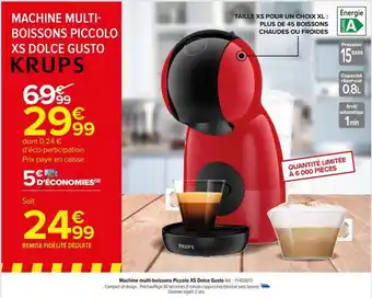 Carrefour Krups - machine multi-boissons piccolo xs dolce gusto réf.: yy4556fd offre