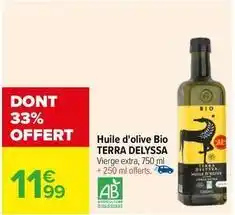 Carrefour Terra delyssa - huile d'olive bio offre