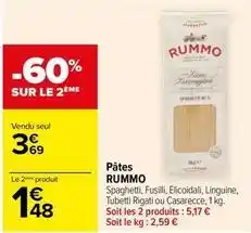 Carrefour Rummo - pâtes offre