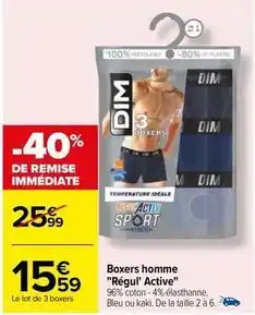 Carrefour Dim - boxers homme régul' active offre