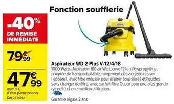 Carrefour Wd - aspirateur 2 plus v-12/4/18 offre