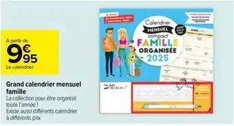 Carrefour Grand calendrier mensuel famille offre