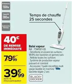 Carrefour Black & decker - balai vapeur réf.: fsm13e1-qs offre