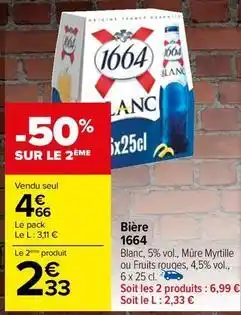 Carrefour Market Kronenbourg - bière 1664 offre