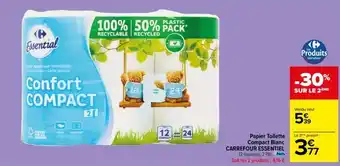 Carrefour Market Carrefour - papier toilette compact blanc essentiel offre