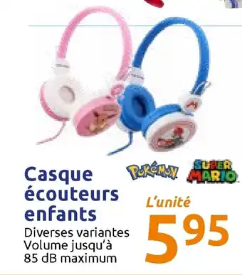 Action Casque écouteurs enfants offre
