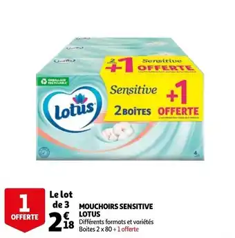 Auchan Mouchoirs sensitive lotus offre