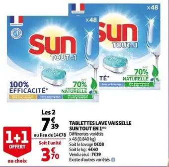 Auchan Tablettes lave vaisselle sun tout en 1 offre