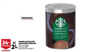 Auchan Poudre chocolatée signature starbucks offre
