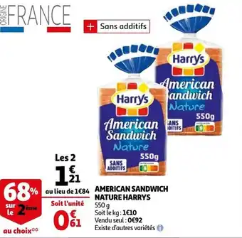 Auchan American sandwich nature harrys offre