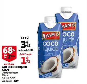Auchan Lait de coco liquide ayam offre
