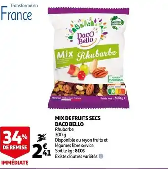 Auchan Mix de fruits secs daco bello offre