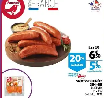 Auchan Saucisses fumées demi-sel auchan offre