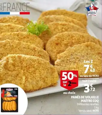 Auchan Panés de volaille maître coq offre