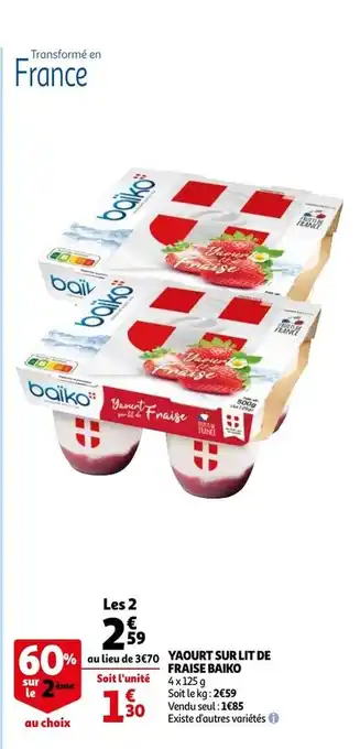 Auchan Yaourt sur lit de fraise baiko offre