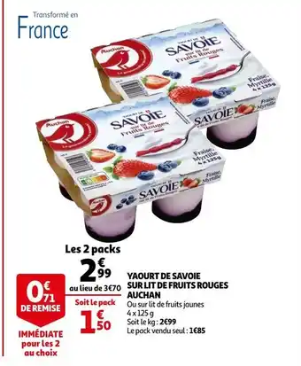 Auchan Yaourt de Savoie sur lit de fruits rouges Auchan offre